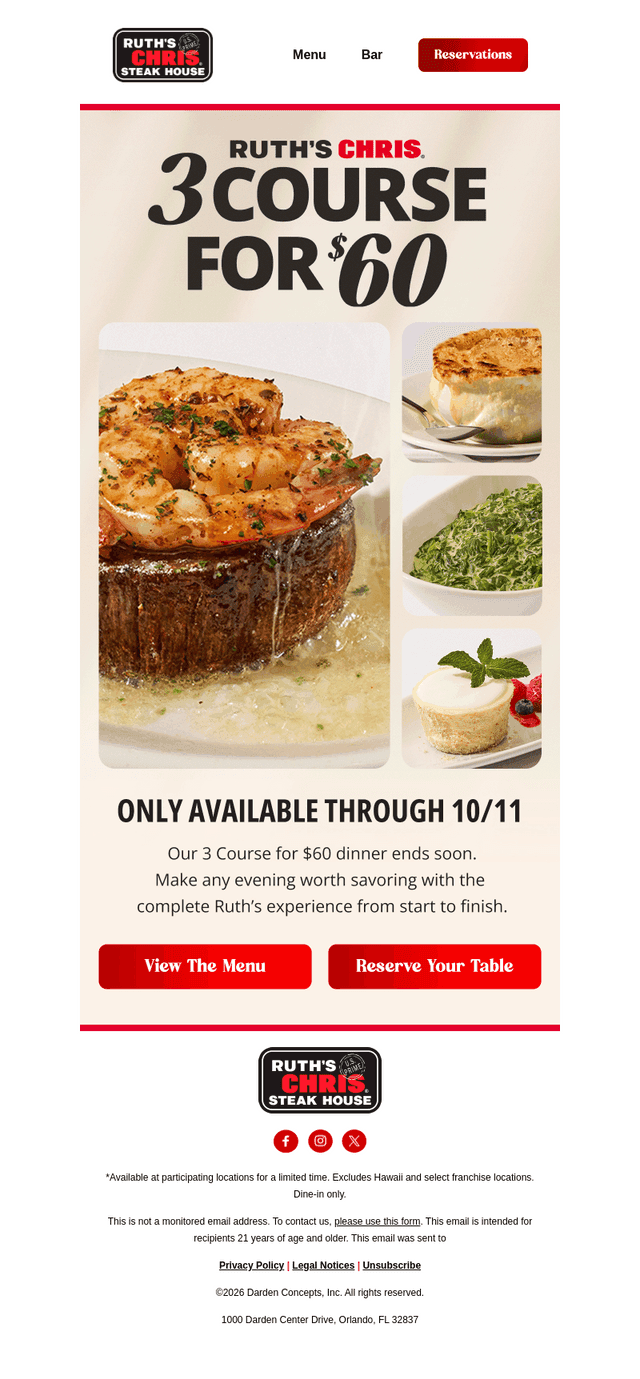 3 for $60, available through 10/11.