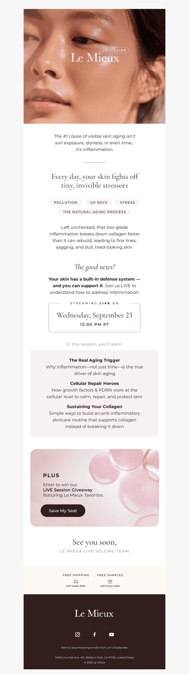 Le Mieux email from Tue, Sep 22, 2026