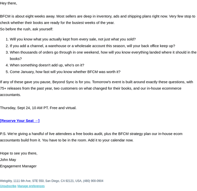 Webgility email from Tue, Sep 22, 2026