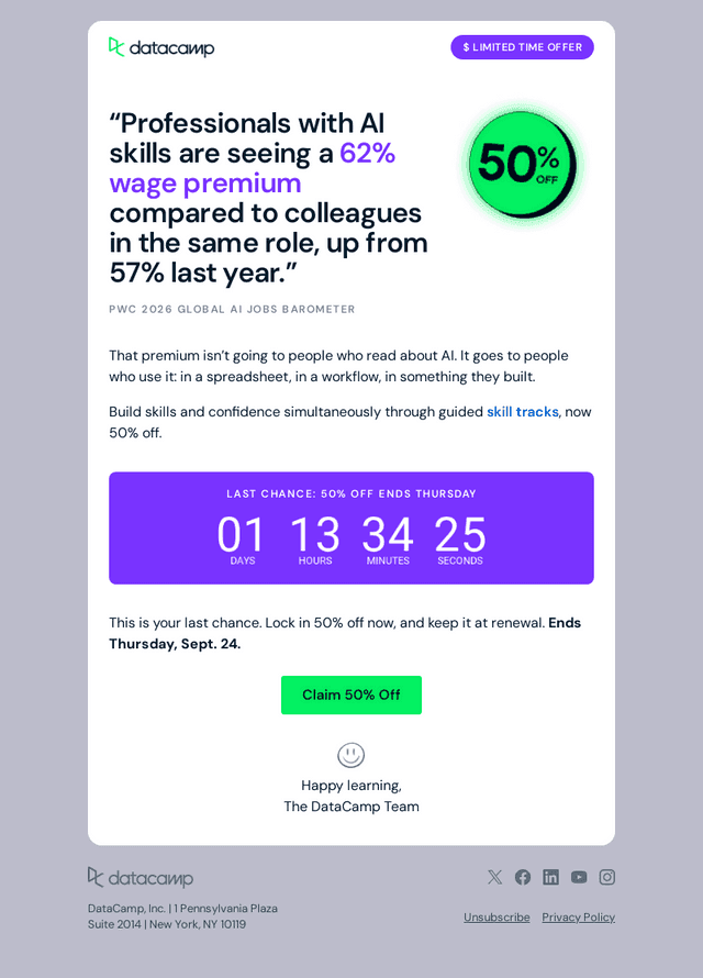DataCamp email from Wed, Sep 23, 2026
