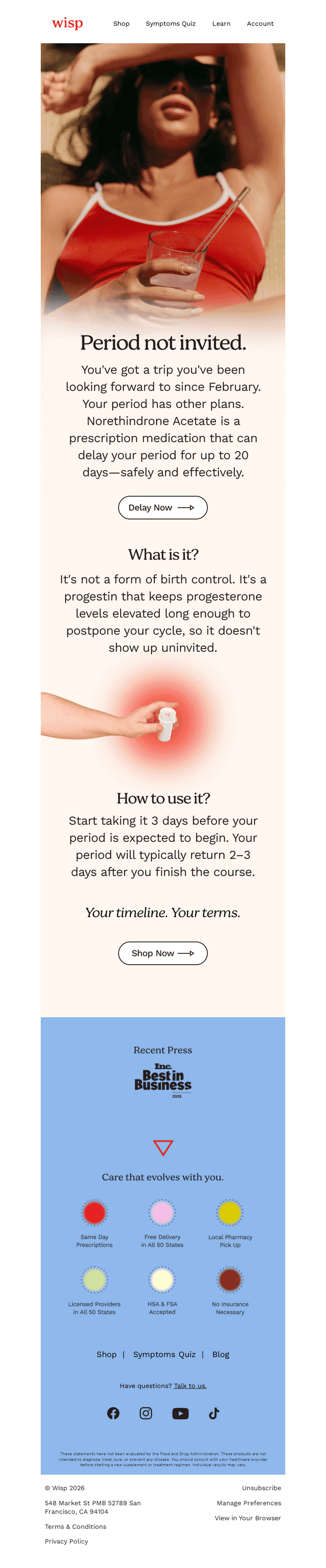 Delay your period up to 20 days 💁‍♀️
