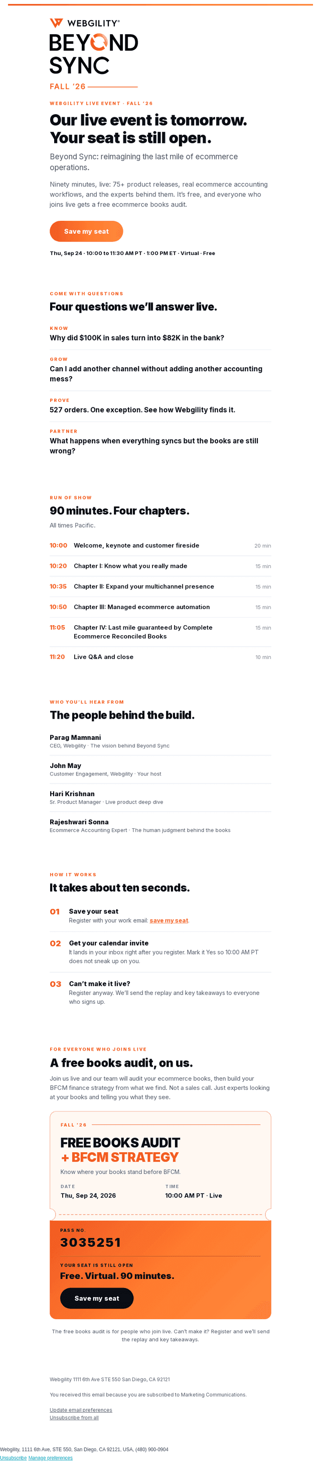 Webgility email from Wed, Sep 23, 2026