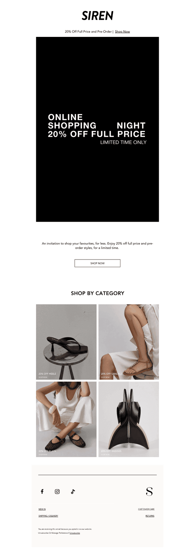 Siren Shoes email from Wed, Sep 23, 2026