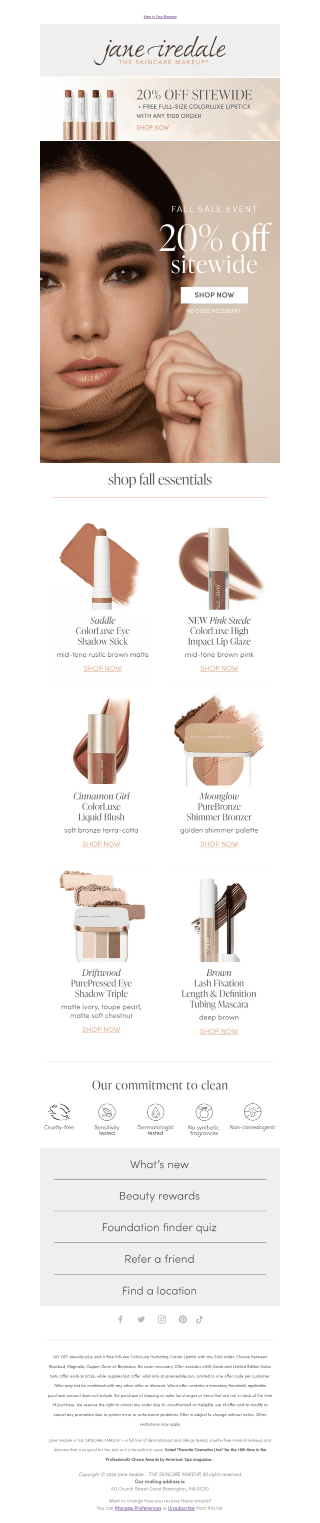 Fall essentials now 20% off + free full-size gift