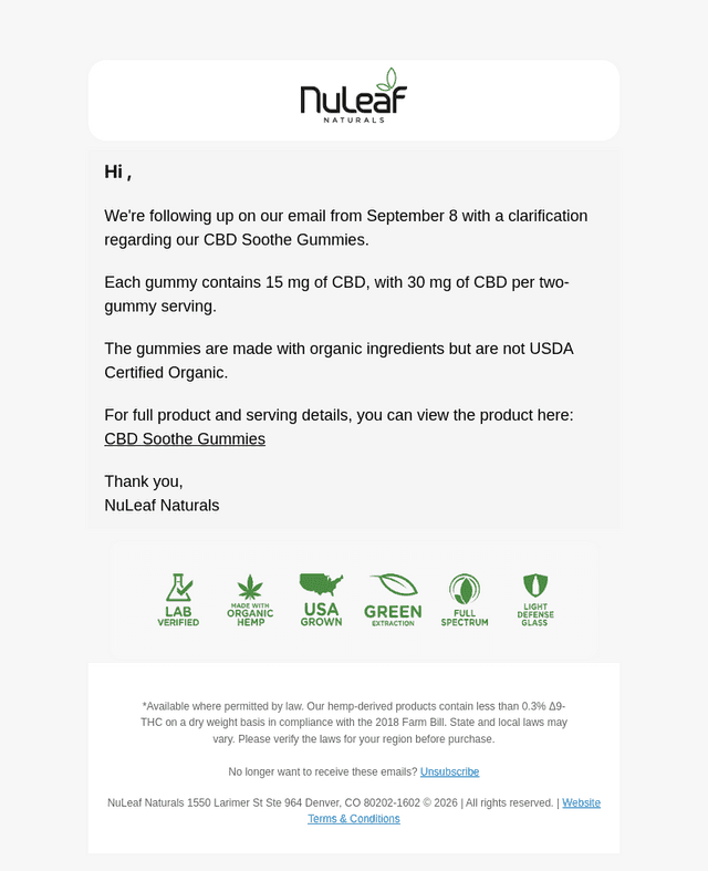 NuLeaf Naturals email from Wed, Sep 23, 2026