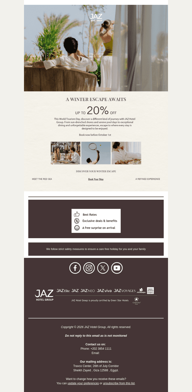 Jaz Hotel Group email from Thu, Sep 24, 2026