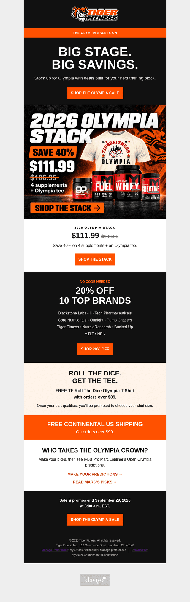 Tiger Fitness email from Thu, Sep 24, 2026