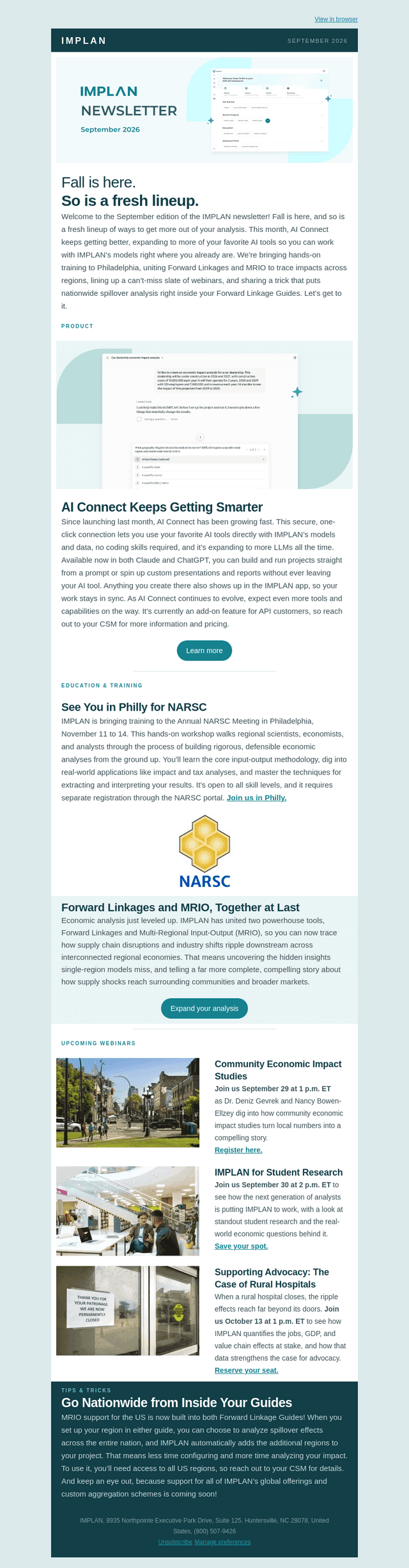 IMPLAN Newsletter | September 2026