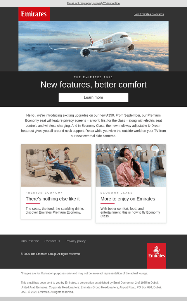 Emirates email from Thu, Sep 24, 2026