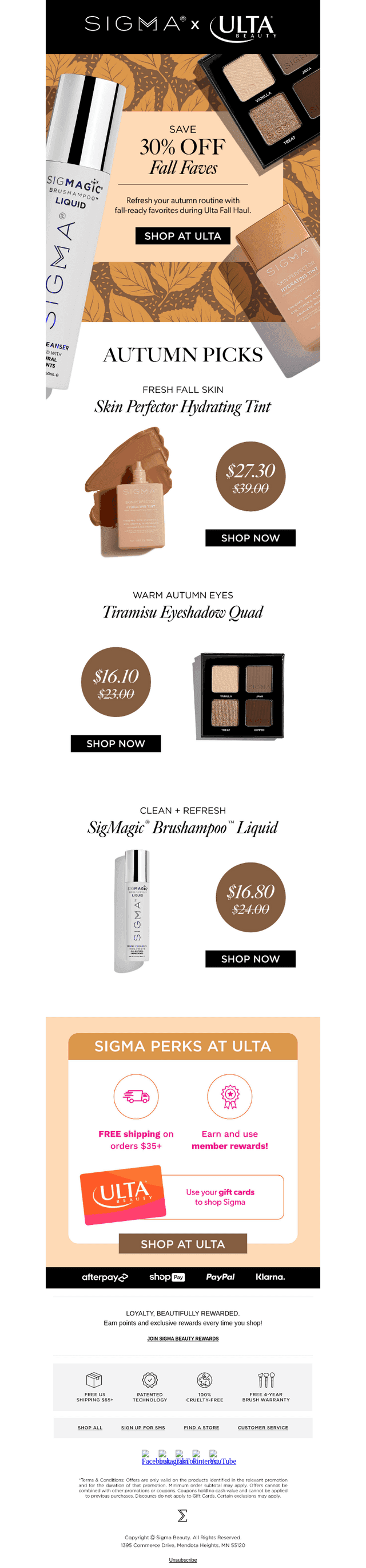 Ulta Fall Haul: 30% Off Sigma 🧡