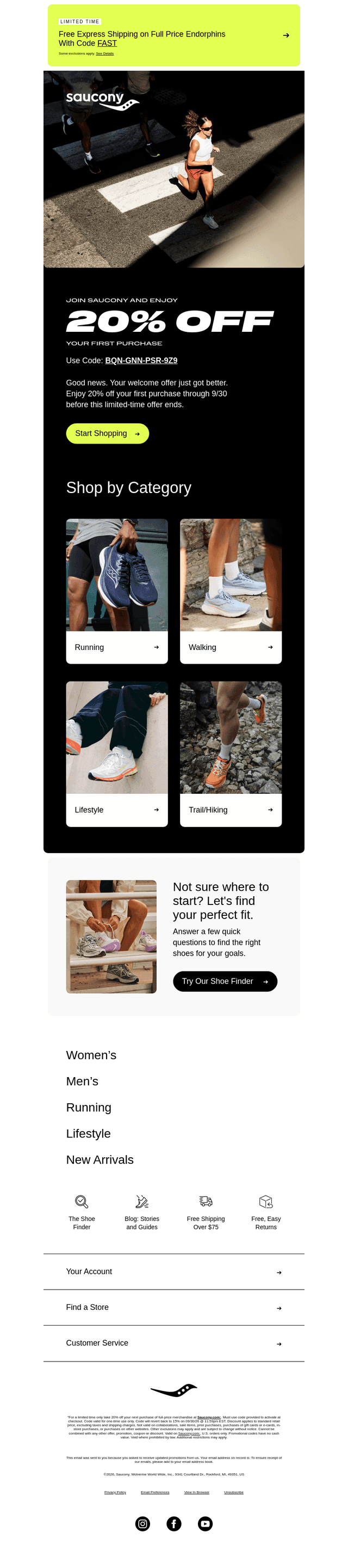 Saucony email from Thu, Sep 24, 2026