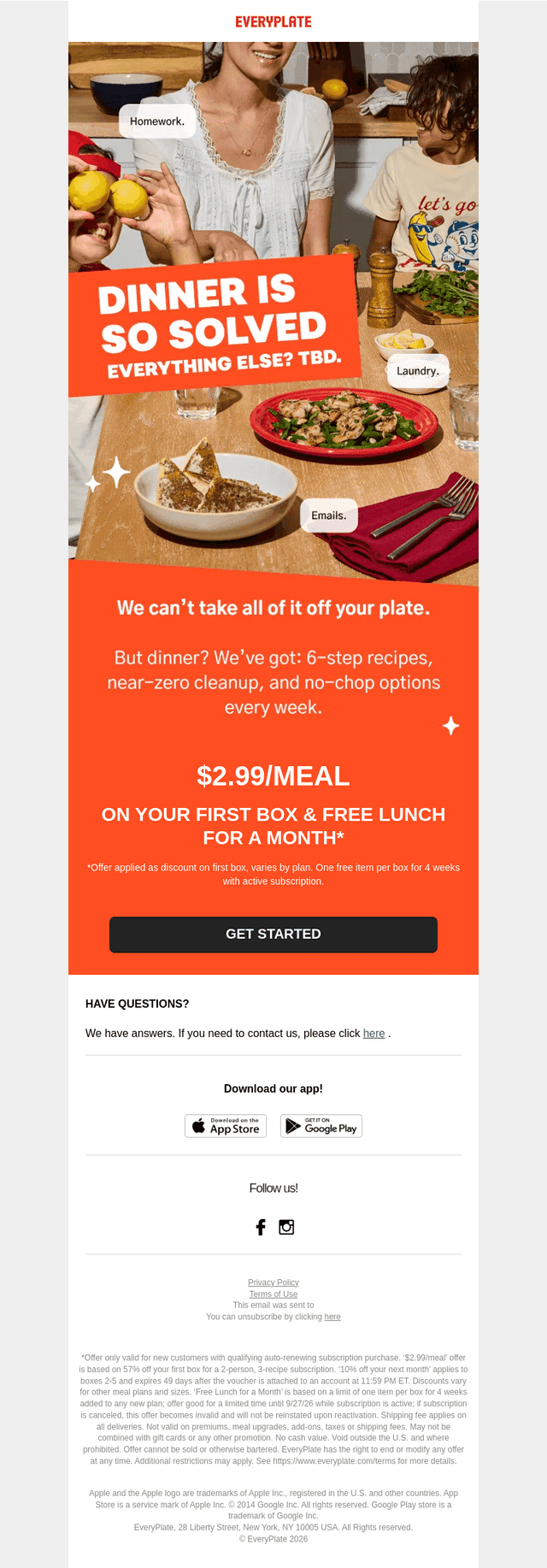 EveryPlate email from Thu, Sep 24, 2026