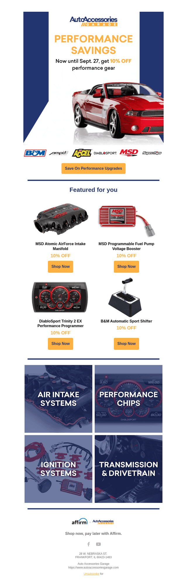 Auto Accessories Garage email from Thu, Sep 24, 2026