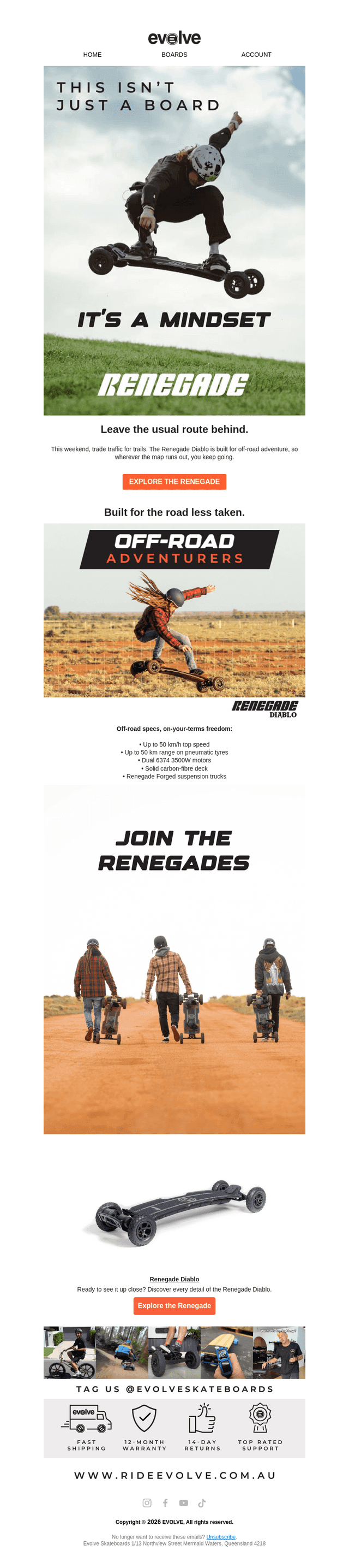 Evolve Skateboards Australia email from Thu, Sep 24, 2026