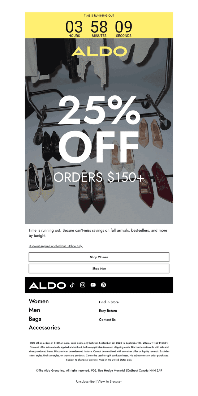 ALDO email from Fri, Sep 25, 2026