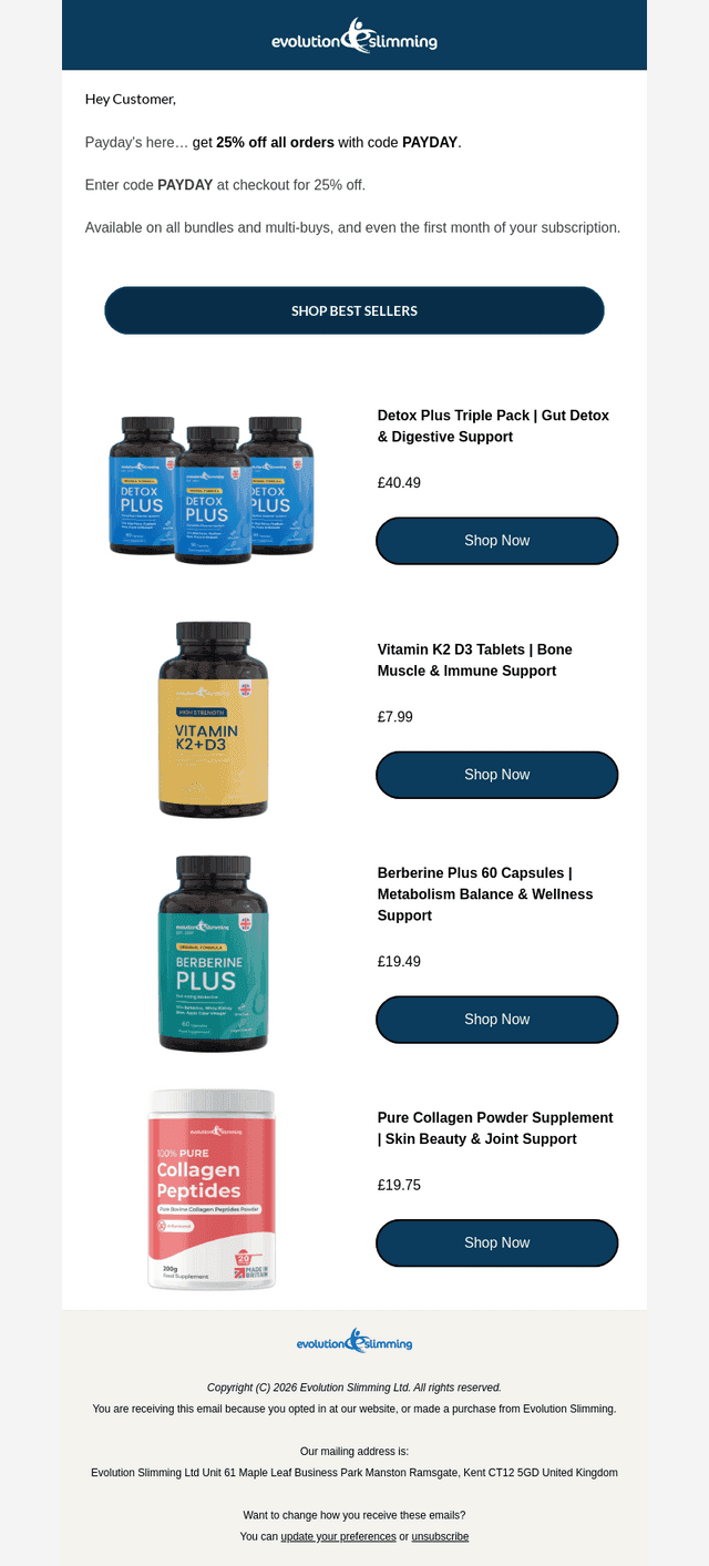 25% off for payday