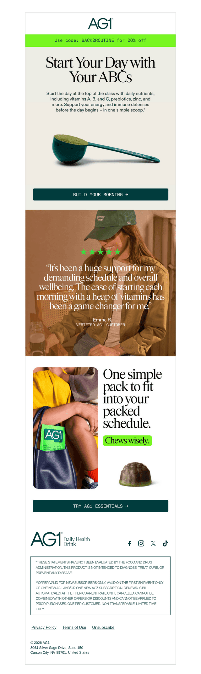 Athletic Greens email from Fri, Sep 25, 2026
