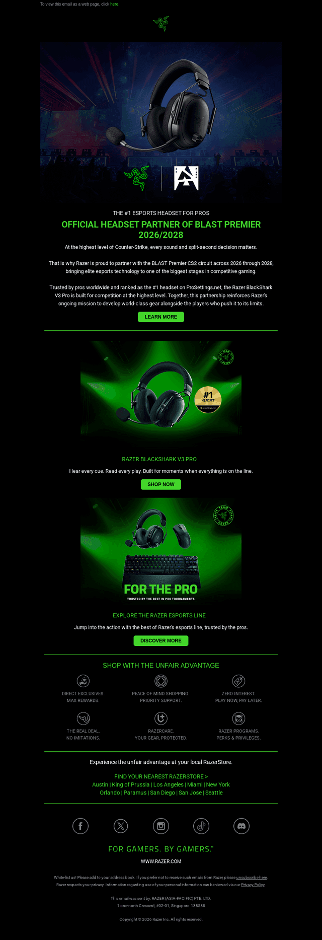 Razer x BLAST Premier: Official Headset Partner🎧