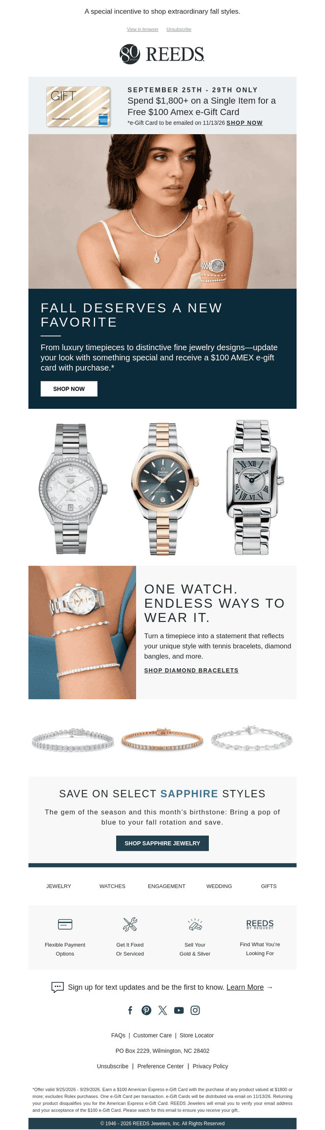 REEDS Jewelers email from Fri, Sep 25, 2026