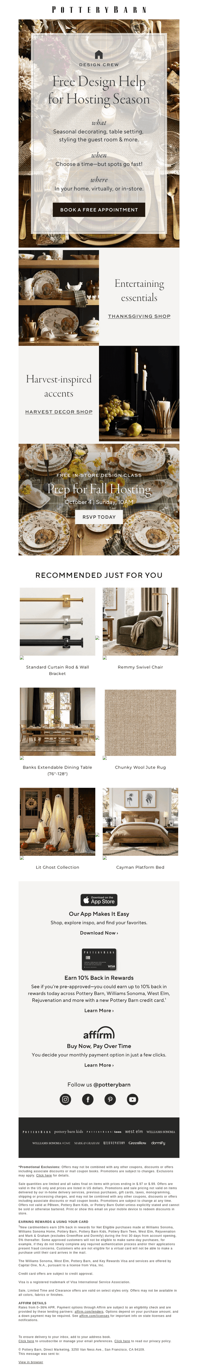 Pottery Barn email from Fri, Sep 25, 2026