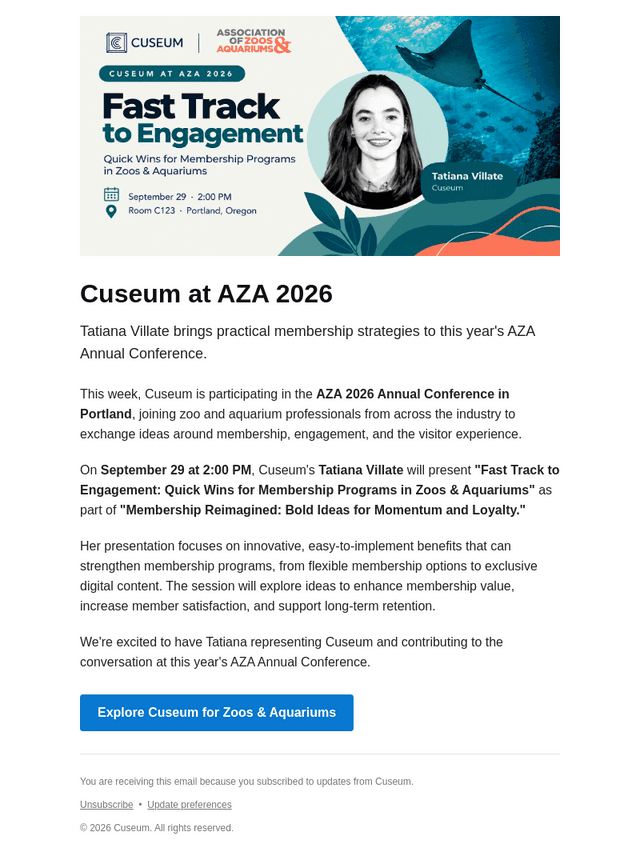 Cuseum email from Fri, Sep 25, 2026