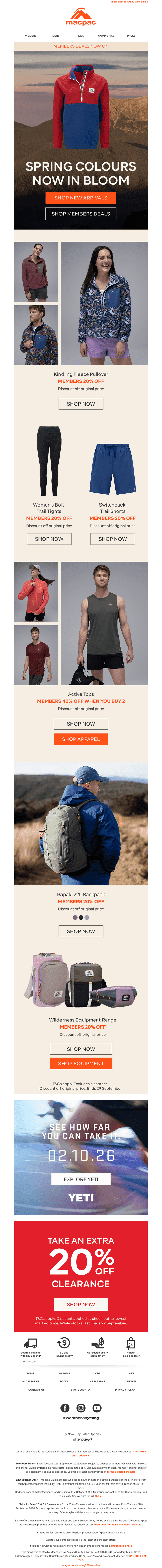 Macpac email from Fri, Sep 25, 2026