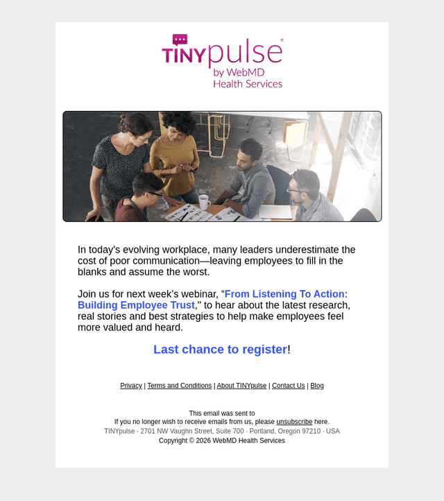 TINYpulse email from Fri, Sep 25, 2026