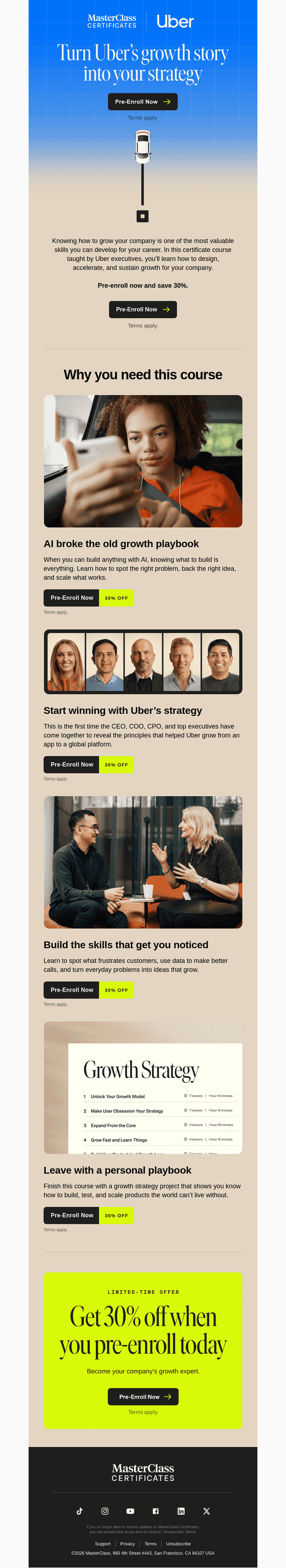 MasterClass email from Fri, Sep 25, 2026