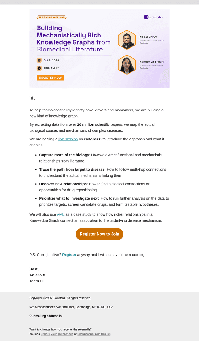 Elucidata email from Fri, Sep 25, 2026