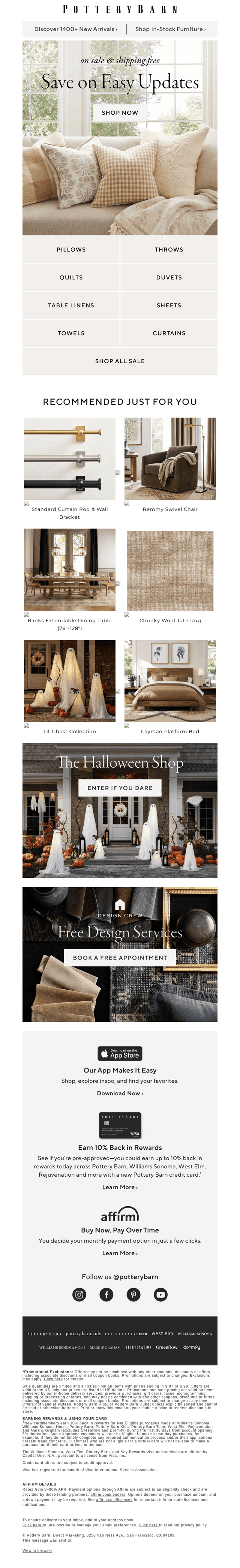 Pottery Barn email from Fri, Sep 25, 2026