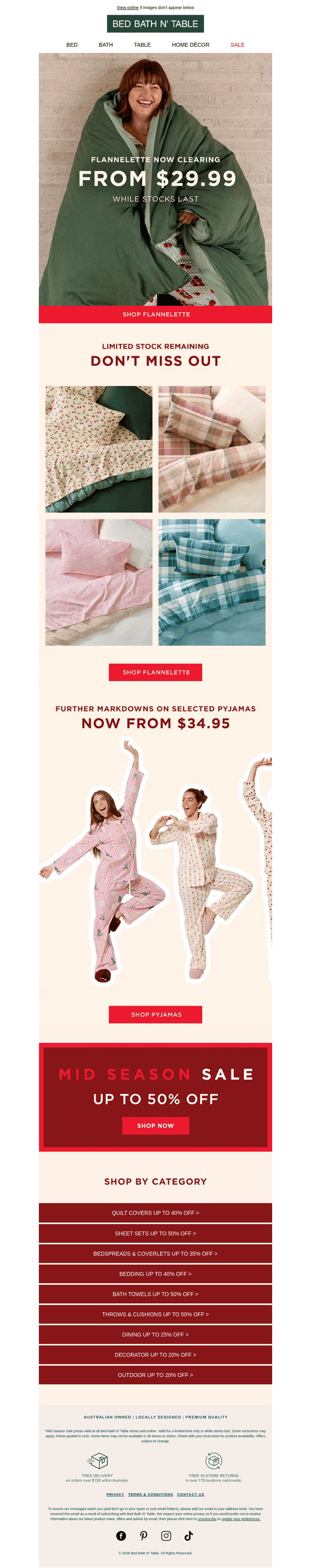 GOING, GOING, GONE | Flannelette from $29.99