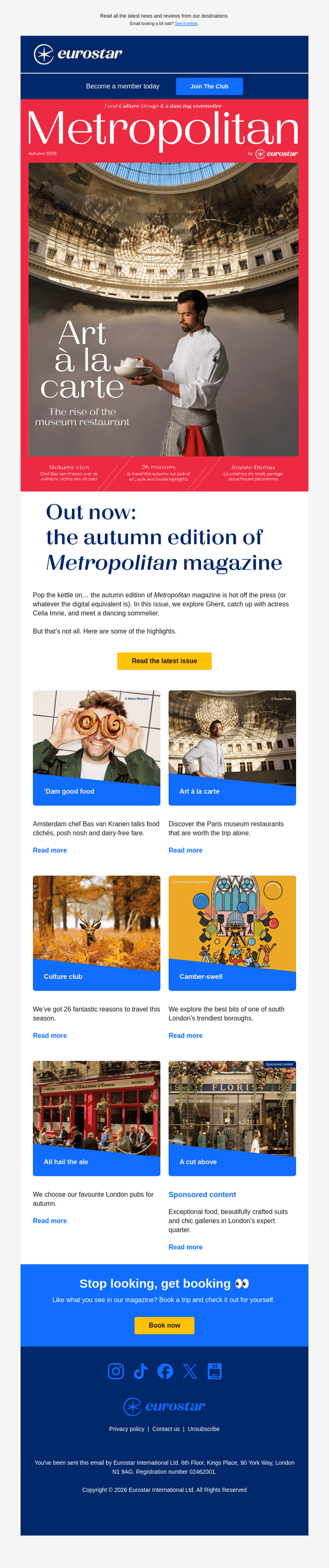 Eurostar email from Sat, Sep 26, 2026