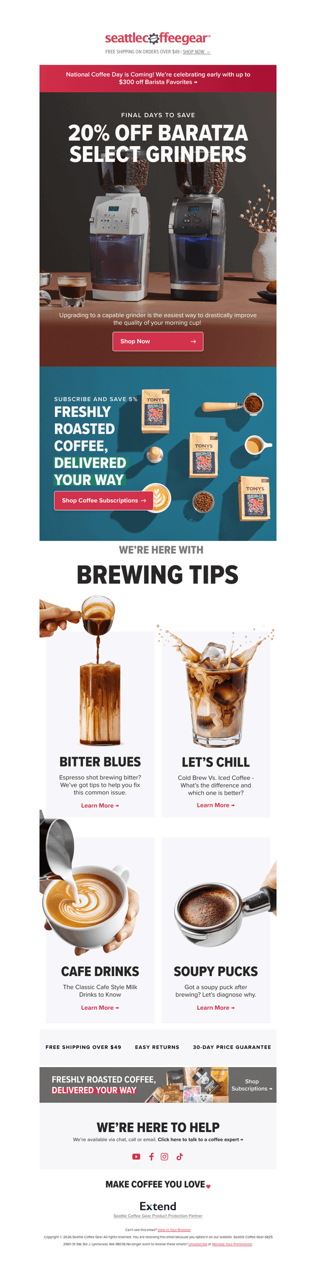 Seattle Coffee Gear email from Sat, Sep 26, 2026
