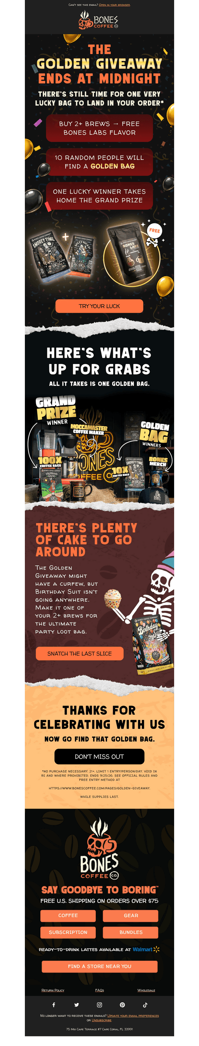 Bones Coffee email from Sat, Sep 26, 2026