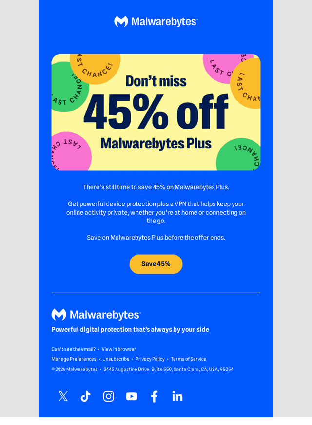 Malwarebytes email from Sat, Sep 26, 2026