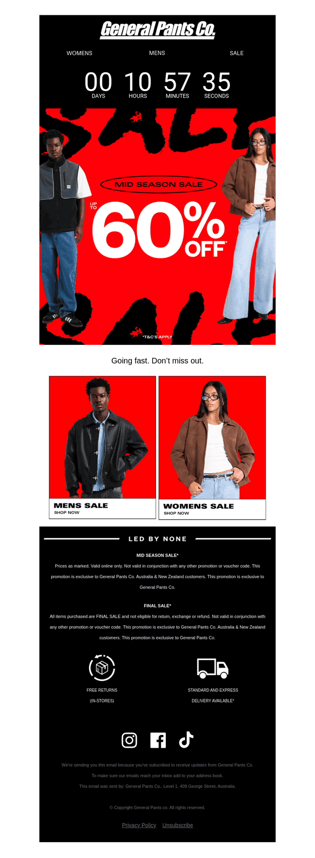 General Pants Co. email from Sun, Sep 27, 2026