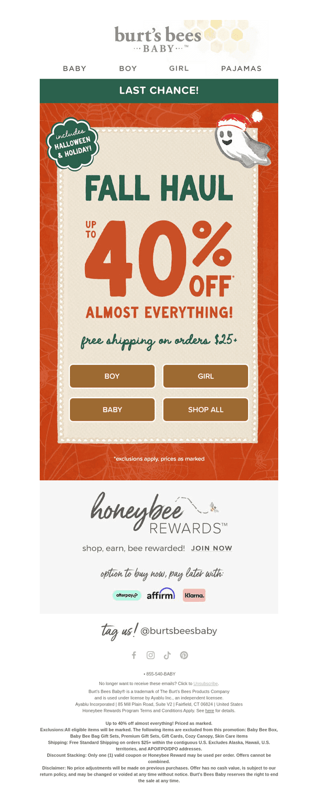 Burt's Bees Baby email from Sun, Sep 27, 2026