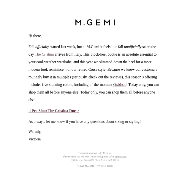 M Gemi email from Sun, Sep 27, 2026