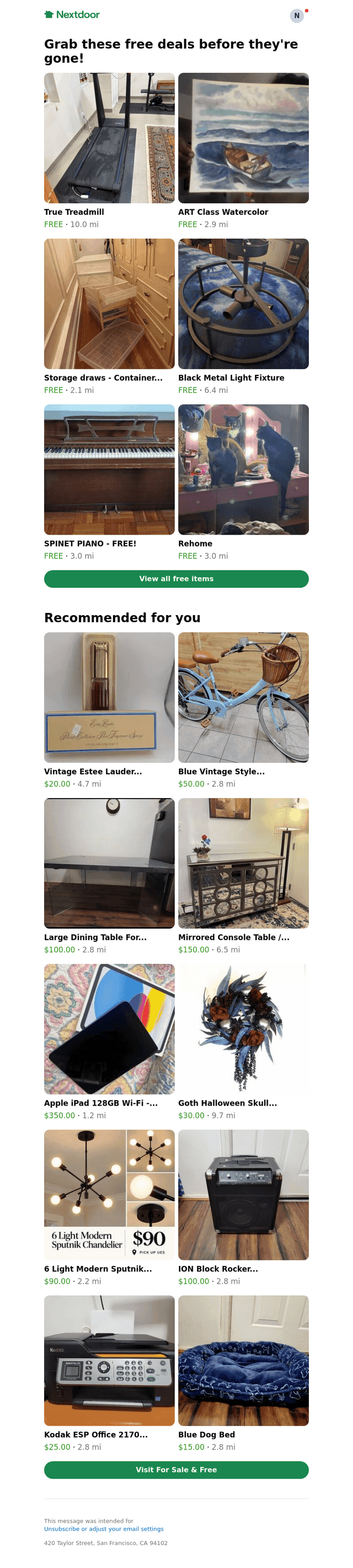 True Treadmill, and 99+ more free items