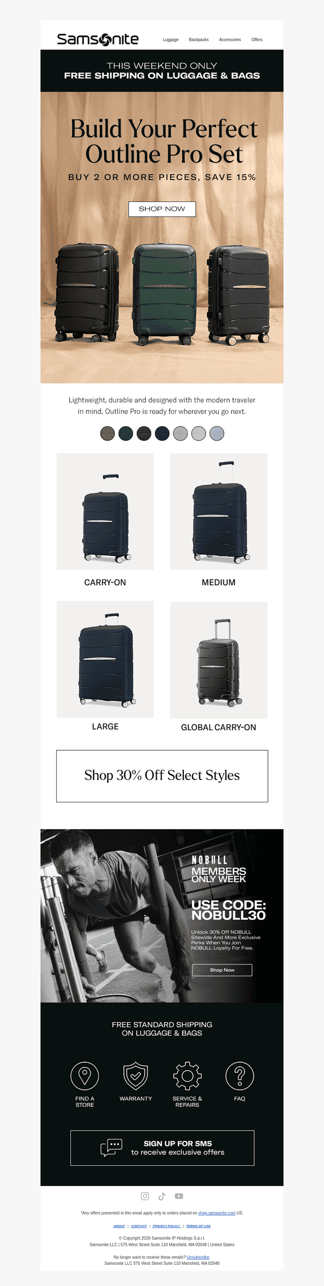 Samsonite email from Sun, Sep 27, 2026