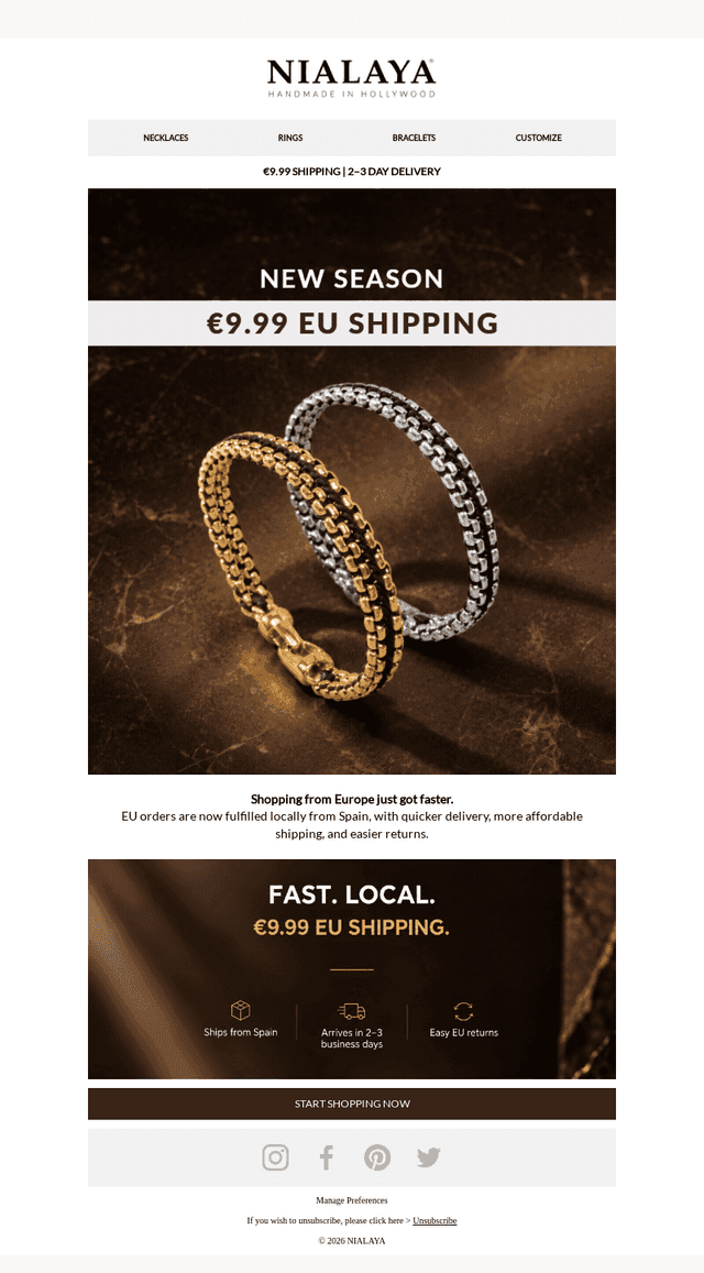 Nialaya Jewelry email from Sun, Sep 27, 2026