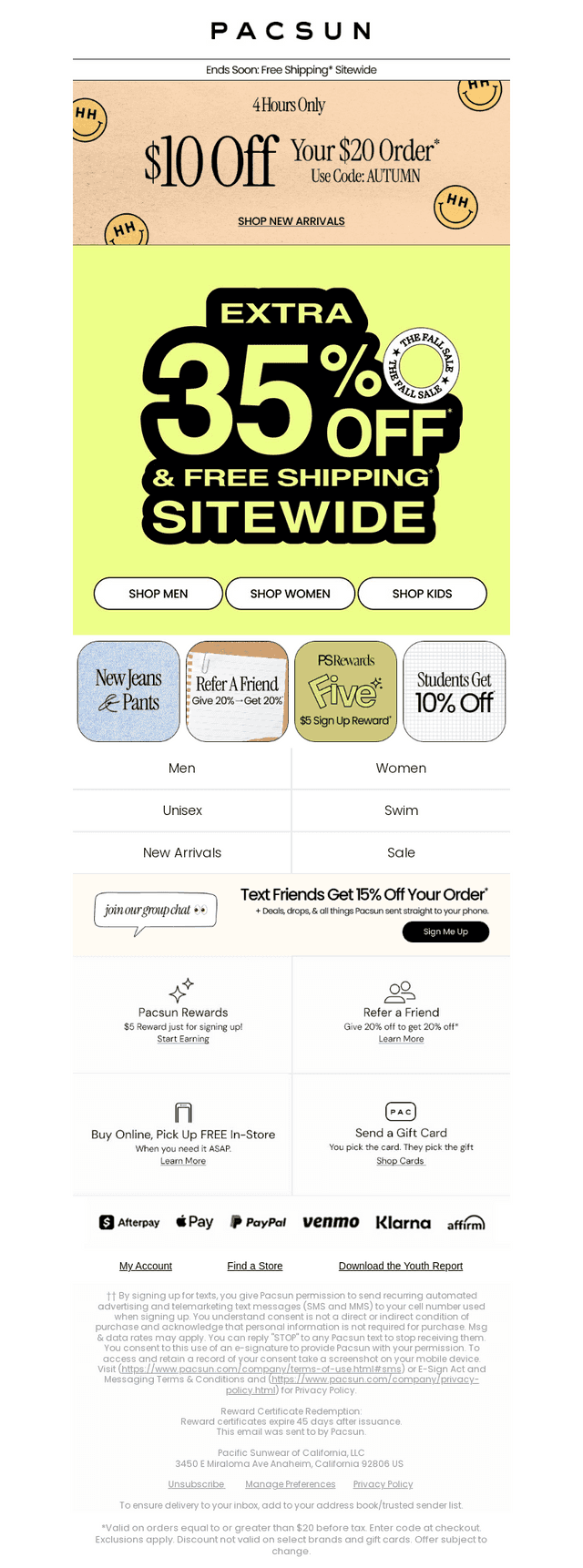 PacSun email from Sun, Sep 27, 2026