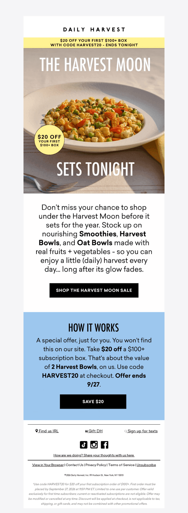 Daily Harvest email from Sun, Sep 27, 2026