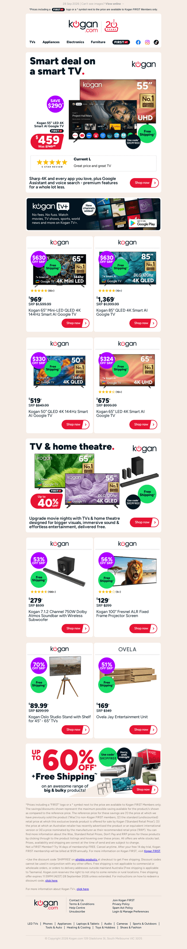 Kogan.com email from Sun, Sep 27, 2026