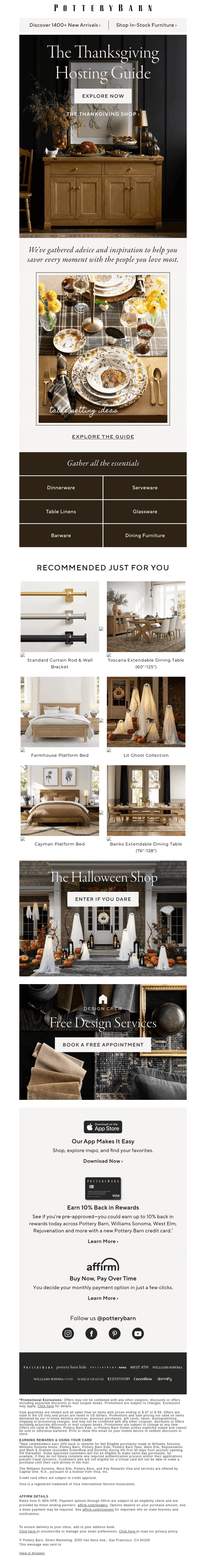 Pottery Barn email from Mon, Sep 28, 2026