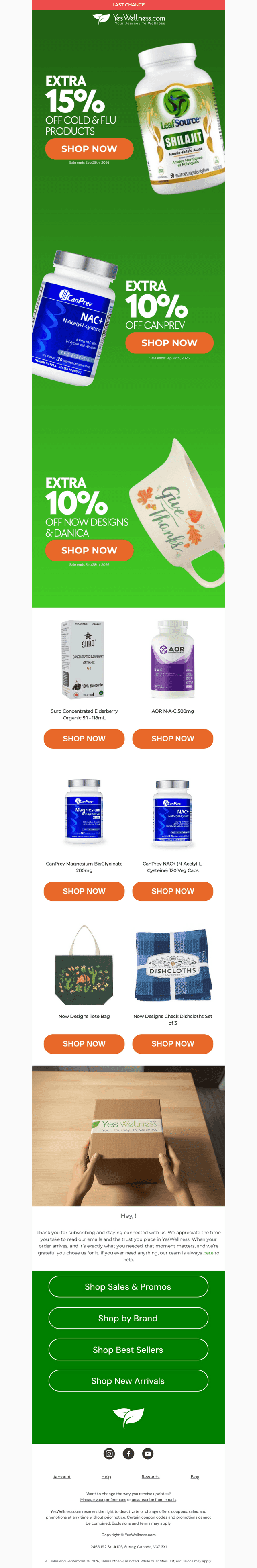 YesWellness.com email from Mon, Sep 28, 2026