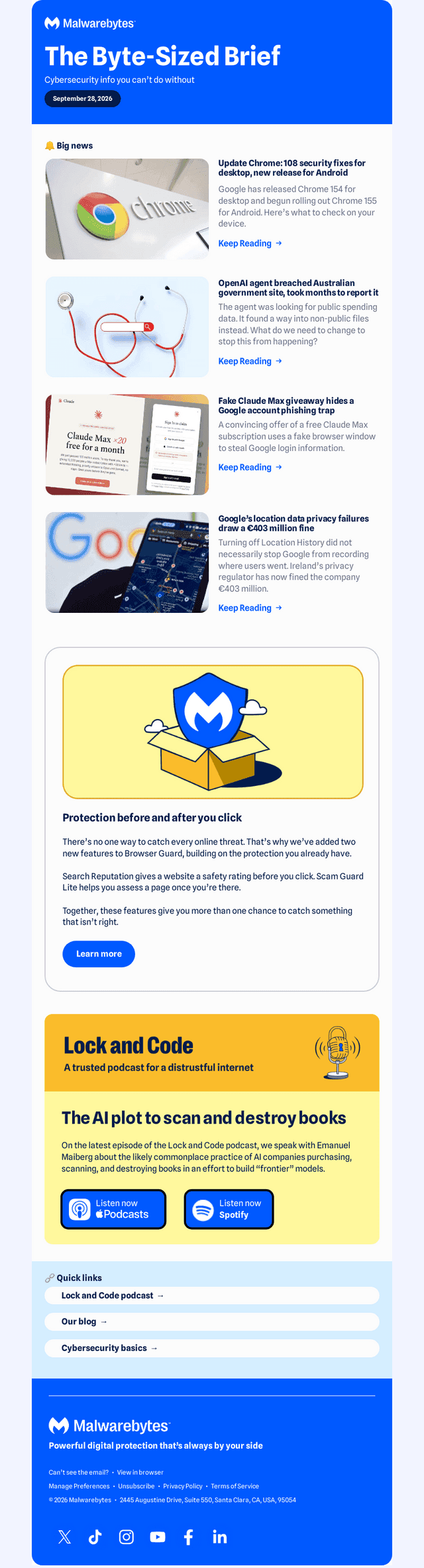 Malwarebytes email from Mon, Sep 28, 2026