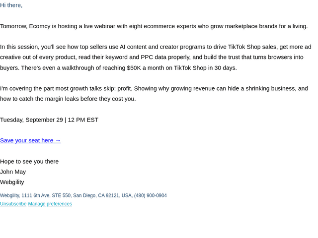 Webgility email from Mon, Sep 28, 2026