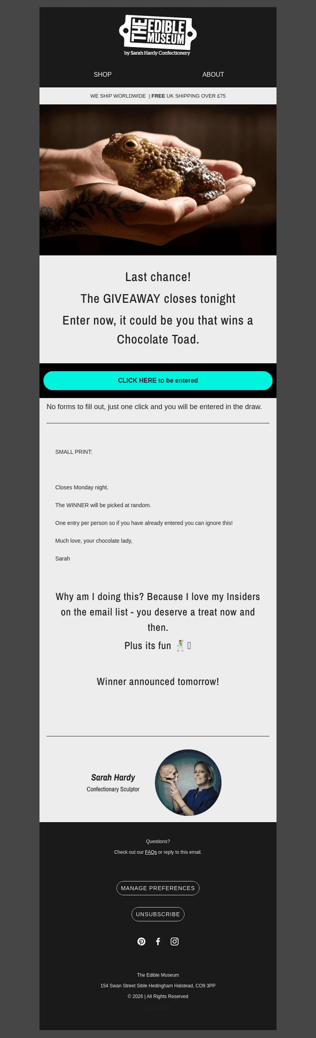 The Edible Museum email from Mon, Sep 28, 2026