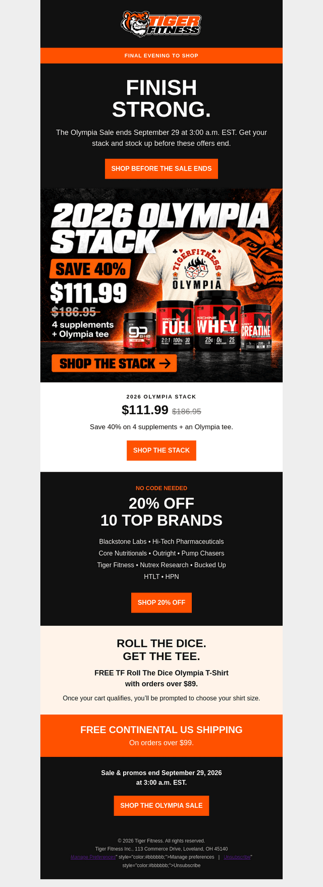 Tiger Fitness email from Mon, Sep 28, 2026